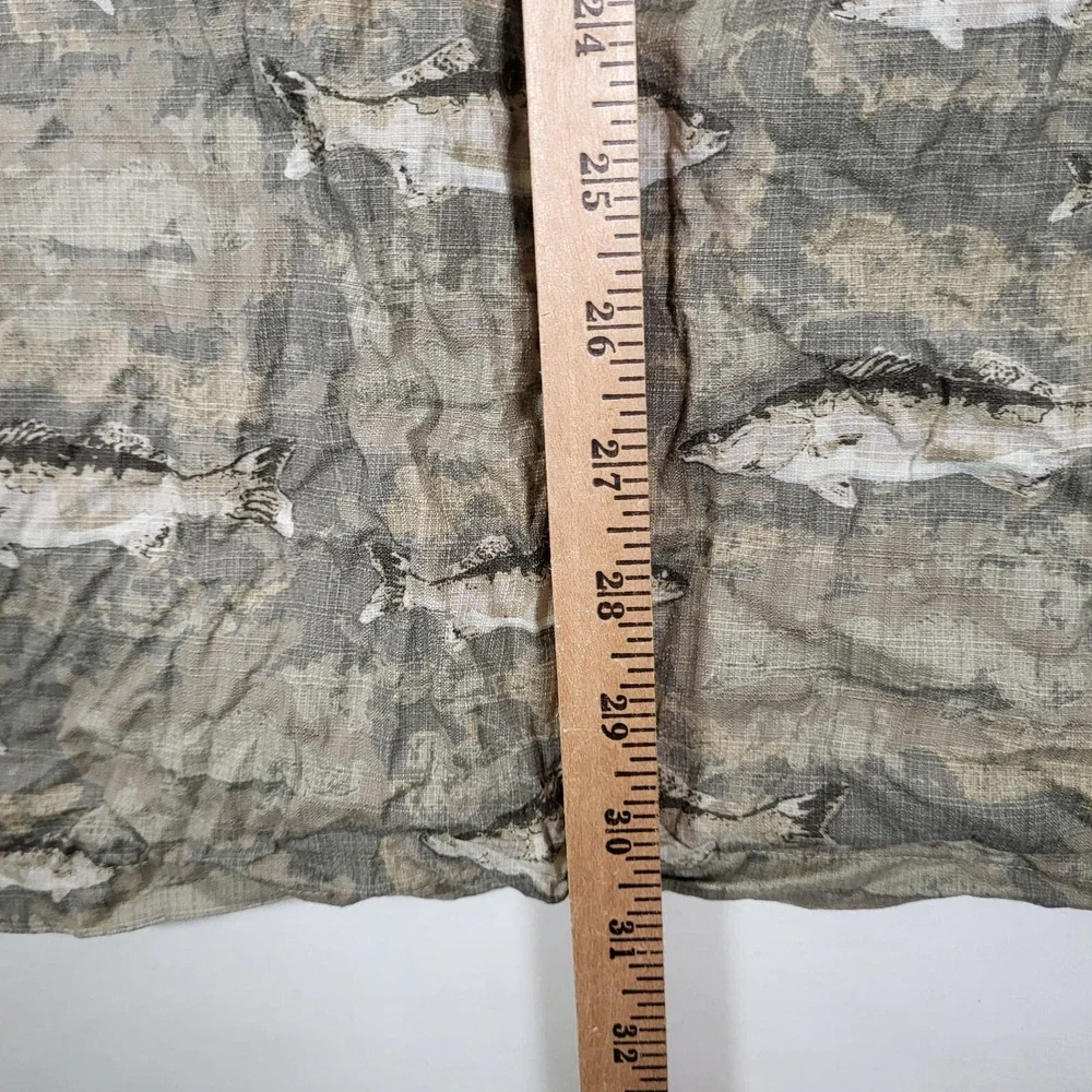 Columbia Men's XXL River Lodge Camo Fish Print Short Sleeve Button Shirt‎